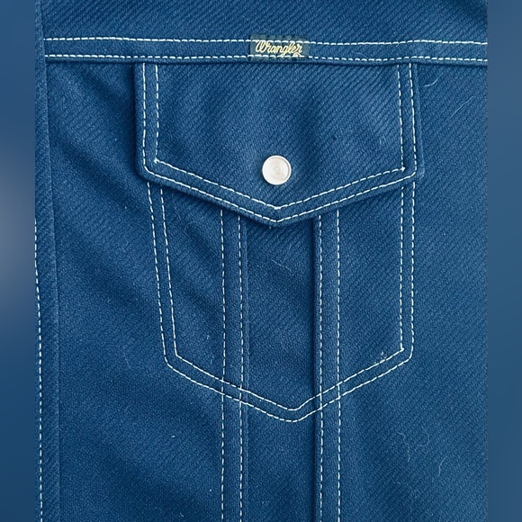 Vintage Wrangler Shirt Men’s L Navy Blue Western Style Disco - Picture 5 of 8